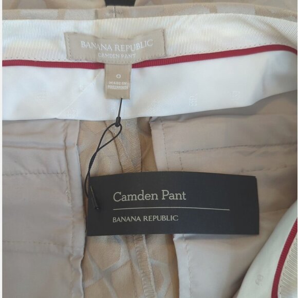 Banana Republic NWT Women Dress Pant 0 Beige Slim Ankle Jacquard Diamond Camden - Picture 4 of 6